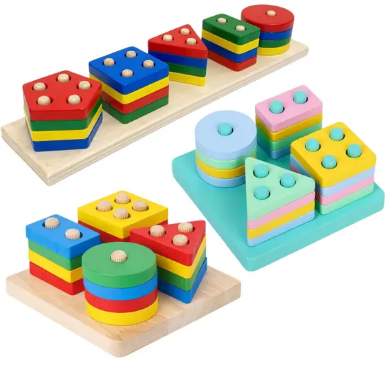 Brinquedo Montessori de Madeira  Encaixe Educativo Colorido Infantil