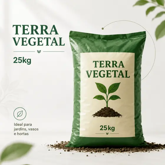 Terra Vegetal 25kg Fértil Orgânica Uso Geral Para Plantas E Canteiros