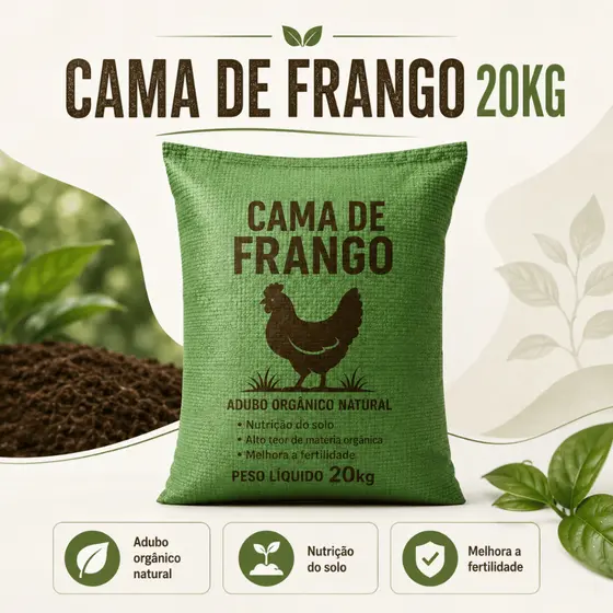 Cama De Frango 20kg Adubo Orgânico Esterco De Galinha Solo Fértil Para Hortas