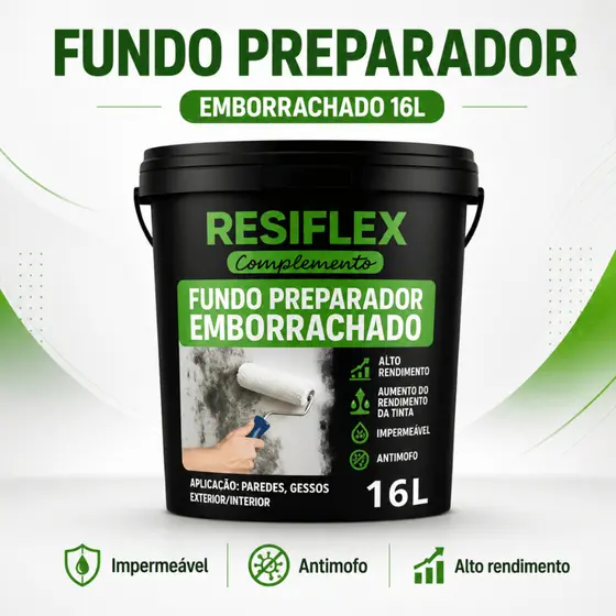 Fundo Preparador Emborrachado 16L Impermeável Base Água Resiflex Anti Umidade