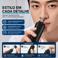 Aparador Removedor de Pelos De Nariz Portátil Elétricos 7000RPM Barbeador Sobrancelha