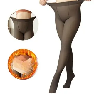 Meia Calça Térmica Forrada Peluciada Translúcida de Lã Feminina Super Elástica Slim 220g
