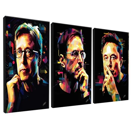 Quadros Decorativos Trio Gênios Da Tecnologia Escritório Sala Negócios
Hall