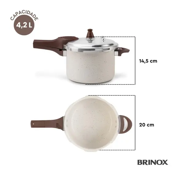 Panela de Pressão Revestimento Cerâmico Fundo de Indução Linha Ceramic Life Brinox - Panela de Pressão