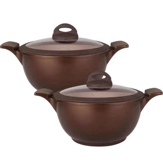 Panela Caçarola Belga Cerâmic-Flon 20cm 2,4L, 24cm 4,3L, 28cm 6,2L Com Fundo De Indução MTA