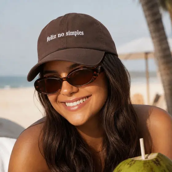 Boné de Frases Bordado Dad Hat Feminino Aba Curva