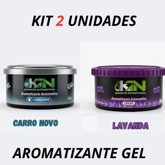 Kit 2 Aromatizante Para Carro Em Gel 60g Perfume Carro Novo Lavanda Órbi Kn Cheirinho