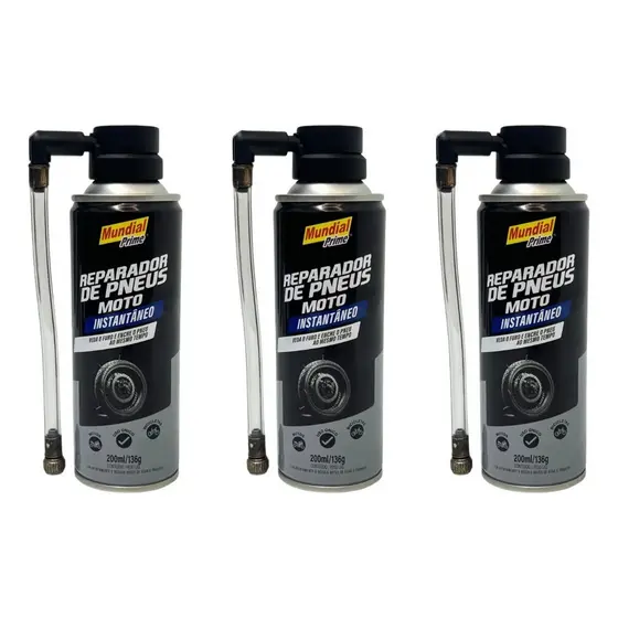 Kit 3 Unidades Reparador Pneu Enche Veda Instantaneo Mp10