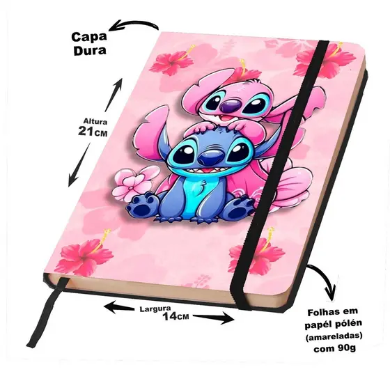Caderno CUTE Stitch Sketchbook ou de anotação Capa dura GRANDE 21X14cm.