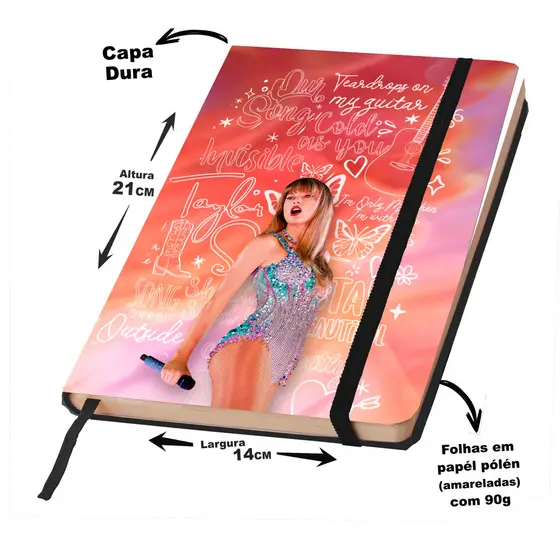 Caderno sketchbook capa ALL TOO WELL TS com pauta e sem pauta