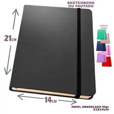 Caderno sketchbook para desenho 21x14 várias cores folhas amareladas 90g