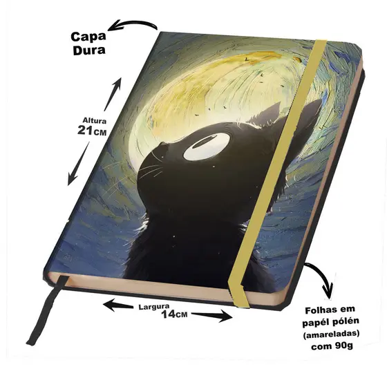 Caderno Sketchbook A5 capa dura caderno de desenho Gatos de arte