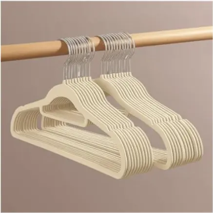 Kit 10 Unidades Cabide Slim de Veludo Bege