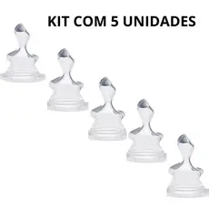 Kit Com 05 Bicos De Mamadeira Silicone Ortodontico Ou Redondo (convencional)- Tete