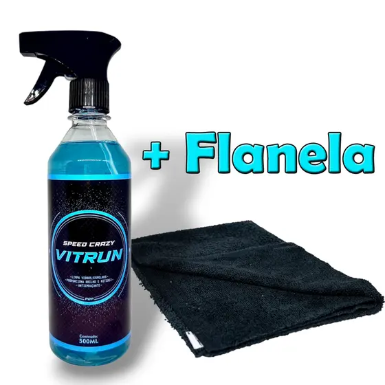 Limpador de vidros e espelhos Vitrun 500ml + flanela Speed Crazy