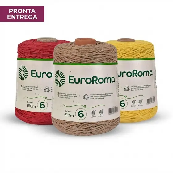 Barbante Euroroma 600g Fio N6 610m - Cores - Tricô / Crochê