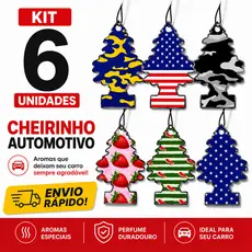 Kit 6 Cheirinho de Carro Aromatizador Automotivo Pinheiro Perfumado Perfume Aroma Sortido