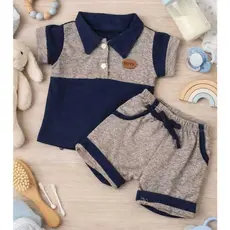 Conjunto Bebê Mauricinho Menino Camisa Polo + Short Social Bebê Luxo RN á 3 Meses