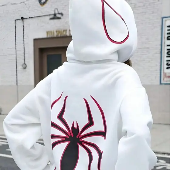 Moletom Aranha Canguru Estampado Agasalho StreetWear Blusa de Frio Manga Longa Blusão Flanelado