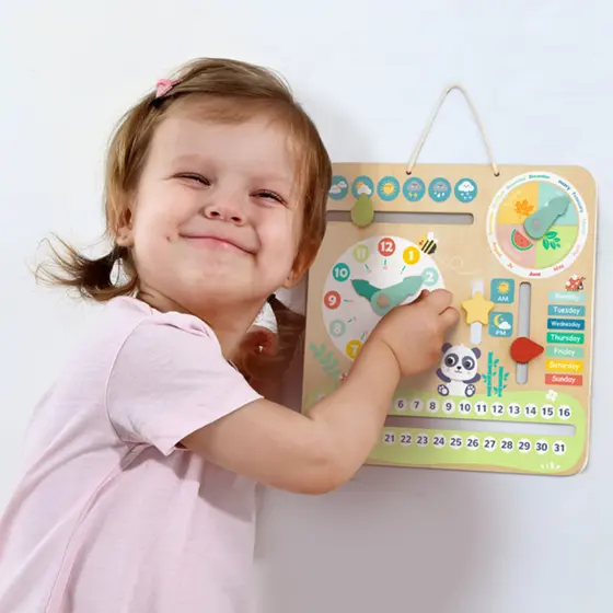 Calendário infantil educativo de madeira aprender datas clima rotina cores peças móveis 3+ promoção