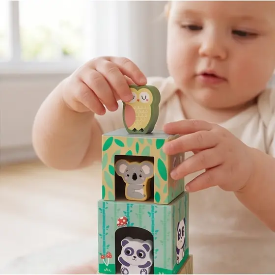 Brinquedo encaixe e empilhar bebê animais coordenação motora educativo madeira 12 meses+ infantil