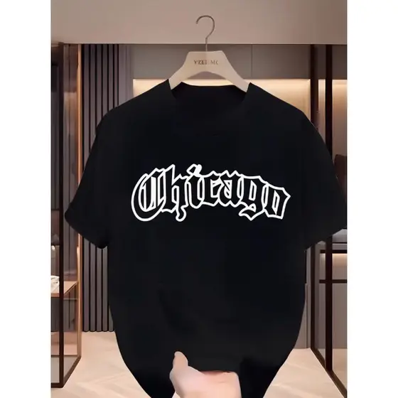 Camiseta Infantil Juvenil Streetwear Casual Chicago 2025 Camisa 100% Algodão Estampada