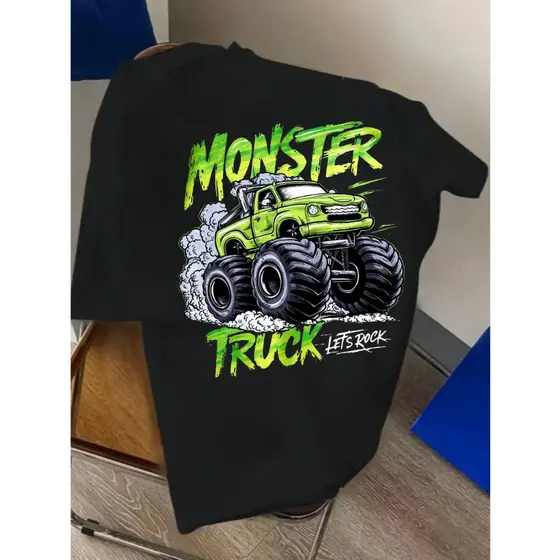 Camiseta Infantil Juvenil Estampada Monster Truck Carro Monstro Conforto Para Crianças 100% Algodão