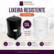 Lixeira Resistente - Cesto para Lixo - Multiuso Cozinha/Escritório -13 litros Plastibrasil