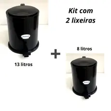 KIT COM/2 Lixeiras com pedal Redonda Plástico, para cozinha ou banheiro