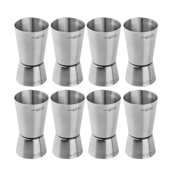 Kit 8 Dosador De Bebidas Medidor Inox Bartender Barmen 40/20ml Bar Restaurante