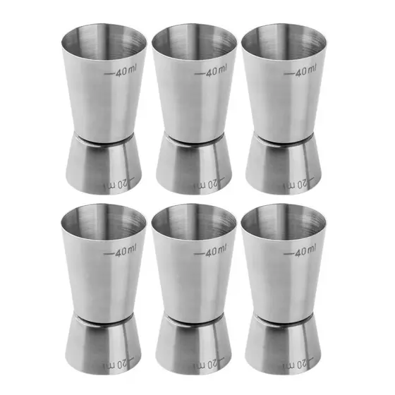 Kit 6 Dosador De Bebidas Medidor Inox Bartender Barmen 40/20ml Bar Restaurante