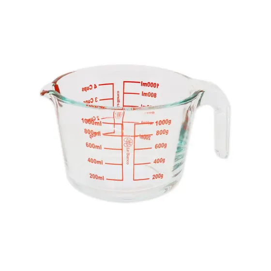 Jarra De Vidro Graduado Medidora 1L C/ Alça Bico Temperado Receita Culinária Cozinha