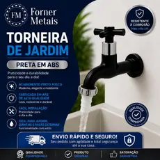 Torneira P/Tanque e Jardim  em ABS C/ Bico de 1/2 Cruzeta C31 ,PRETA Torneira Jardim Linha platic Novo