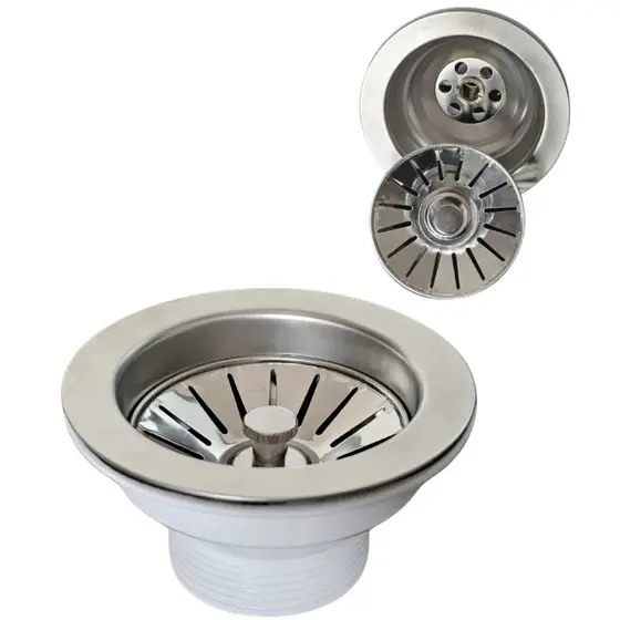 Válvula de Pia de Cozinha Nova de Inox em  ABS  Americana 3-1/2"Escoamento Fácil Instalação/ Válvula de pia