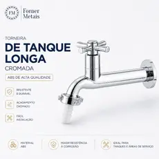 Torneira Longa em ABS de Parede Para Jardim e Lavanderia  com Bico 3/4 Cromada - 1058 linha plastic