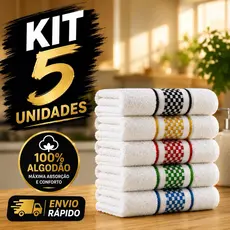 Kit 5 Panos de Prato Copa Premium Jacquard Atoalhado Toalha De Cozinha 45x70cm 100% Algodão