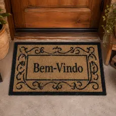 Tapete Capacho Bem Vindo Para Porta Entrada Emborrachado Vinil Emborrachado Antiderrapante