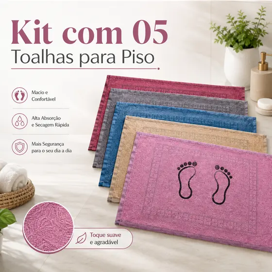 Kit 5 Tapete Piso Premium Toalhinha Para Banheiro Pezinho
