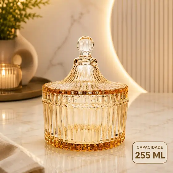 Bomboniere Switch Gold de Vidro 255 ml/ Decoração/ Vidro cristalino/ Potes de Vidro
