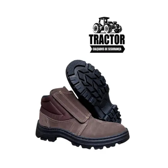 Bota Segurança Ocupacional Velcro Tractor Tba Soldador Bico PVC Couro Nobuck Marrom Epi Ca47985