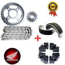Kit Relação Transmissão + Coxim Coroa + Lona de Freio Titan Fan 150