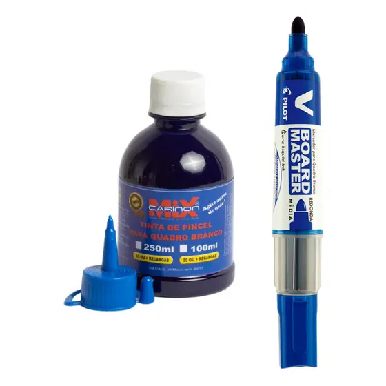 Kit 1 Pincel Canetão Pilot + Tinta Refil 250ml Quadro Branco