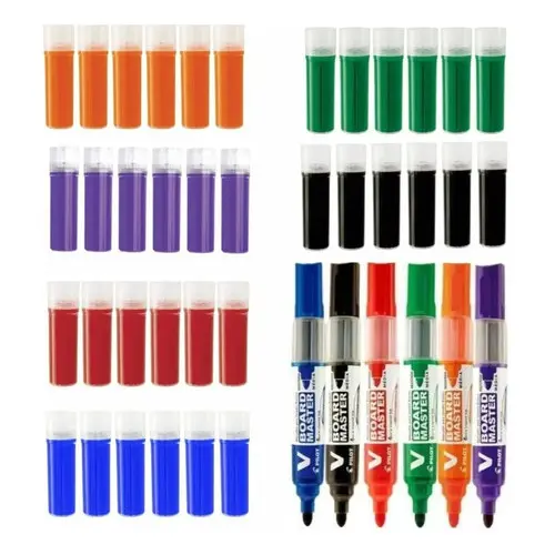 Combo 6 Pinceis Para Quadro Branco Recarregável + 36 Cargas