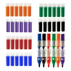 Combo 6 Pinceis Para Quadro Branco Recarregável + 36 Cargas