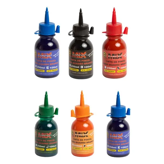 Kit 3 Tintas de 100ml Para Pincel Quadro Branco Refil Tinta