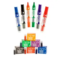 Kit 6 Pincéis Board Master Quadro Branco Pilot + 72 Recargas CarinonMix