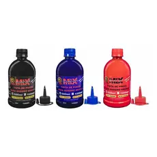 Tinta para Pincel Quadro Branco 500ml Kit 3 Frascos + Bico Aplicador - Refil Canetão Não Mancha