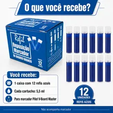Refil Para Marcador Pincel Piloto Para Quadro Branco Board Master 5,5 ml Com 12 Unidades Azul