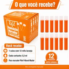 Refil Para Marcador Pincel Piloto Para Quadro Branco Board Master 5,5 ml Com 12 Unidades Laranja