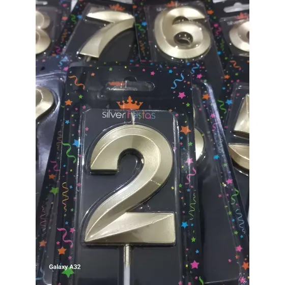 Vela Aniversário Metalizada Dourada 2D 7cm Comemoração Festa